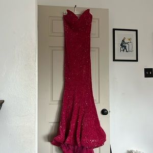 Stunning hot pink sequins Portia and Scarlett Prom dress.
